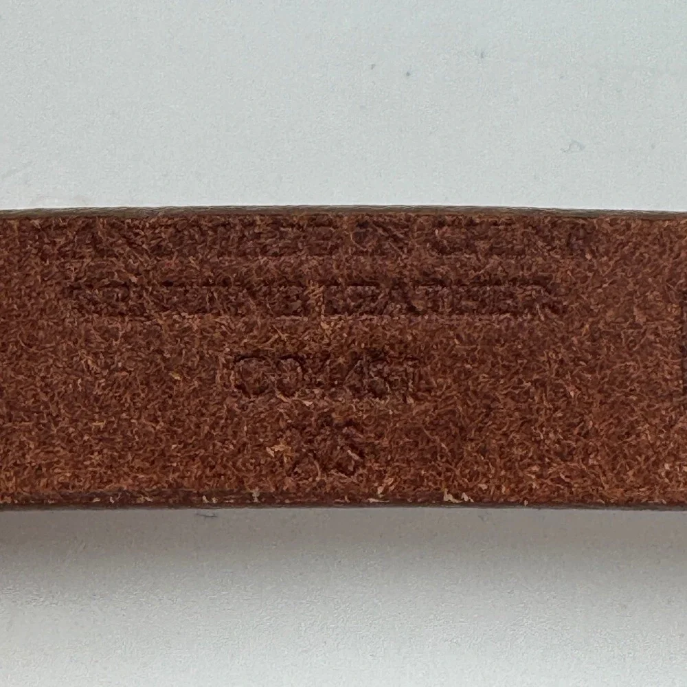 Linea Pelle Leather Belt Cognac Brown Gold Tone Hinge Accents Womens 32